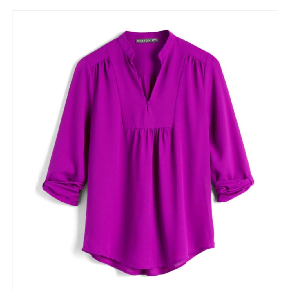 BRIXON IVY Purple split neck blouse